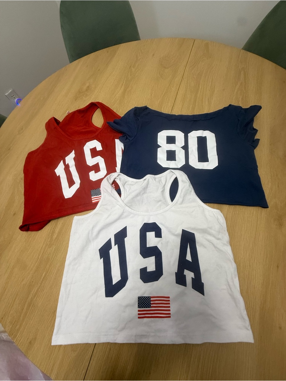 Bundle of 3 Patriotic USA Tank Tops - White, red and blue